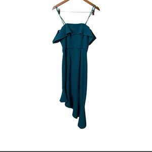 Lumier by Bariano teal off the shoulder asymmetrical cocktail dress. NWOT